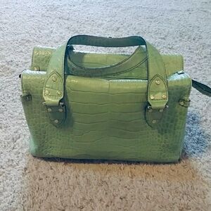 ❤️ KATE SPADE ❤️ COLLECTION RARE HARD TO FIND GREEN CROC EMBOSSED LEATHER BAG .